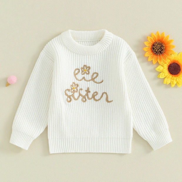 Big Sis Hand Knit Trendy Baby / Toddler Sweater 0-4T Baby Vibes & Co.