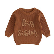 2023-08-18 Lioraitiin 18M-5Y Kids Girls Sweater Letter Embroidery Crew Neck Long Sleeve Pullovers Fall Toddler Clothes Tops BABY VIBES & CO.