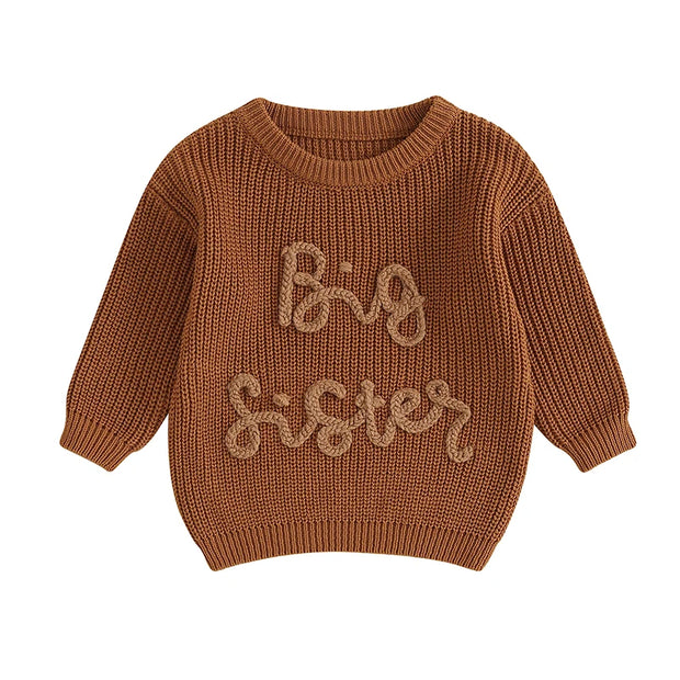 2023-08-18 Lioraitiin 18M-5Y Kids Girls Sweater Letter Embroidery Crew Neck Long Sleeve Pullovers Fall Toddler Clothes Tops BABY VIBES & CO.