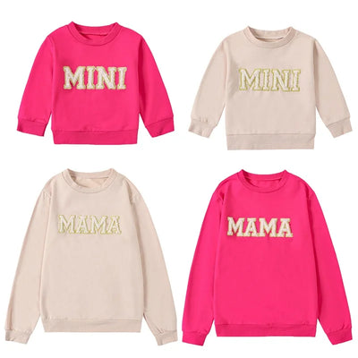 Fashion Adults and Children Matching Outfits Long Sleeve Letter Embroidery Print Sweatshirts Pullovers Fall Clothes BABY VIBES & CO.