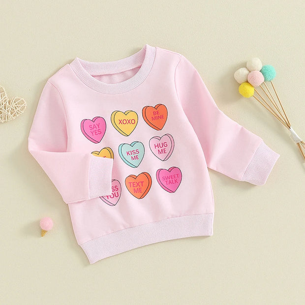 Long Sleeve Sweet Heart Valentines Day Crewneck BABY VIBES & CO.