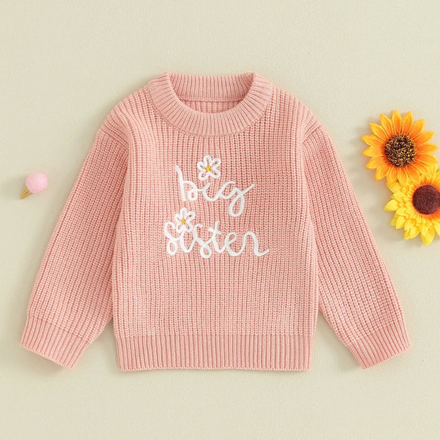 Big Sis Hand Knit Trendy Baby / Toddler Sweater 0-4T Baby Vibes & Co.