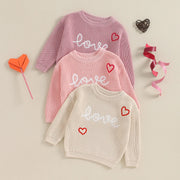 Valentines Day Love Embroidered Knit Sweater BABY VIBES & CO.