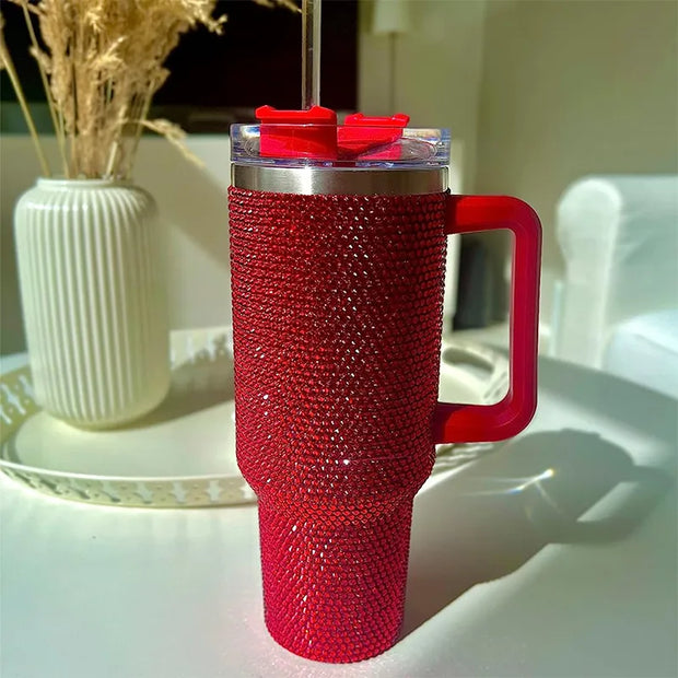 Rhinestone Embellished Stanley Style 40oz Tumbler Mug With  Lid & Straw Baby Vibes & Co.