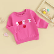 FOCUSNORM Toddler Baby Girls Valentine's Day Sweatshirt T Shirts Long Sleeve Letter Embroidery Pullover Tops BABY VIBES & CO.