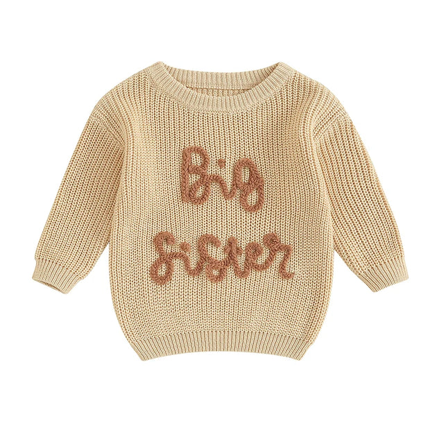 2023-08-18 Lioraitiin 18M-5Y Kids Girls Sweater Letter Embroidery Crew Neck Long Sleeve Pullovers Fall Toddler Clothes Tops BABY VIBES & CO.