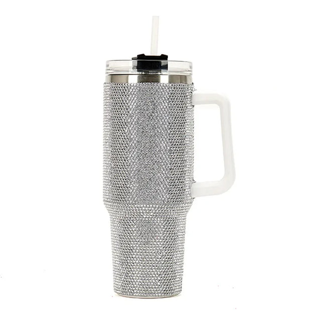 Rhinestone Embellished Stanley Style 40oz Tumbler Mug With  Lid & Straw Baby Vibes & Co.