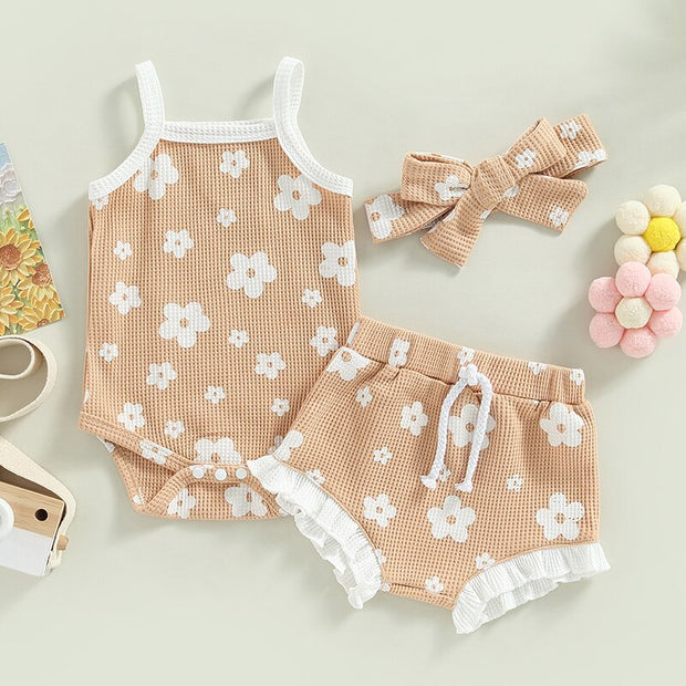 Baby Girl Summer Onepiece with Matching Bow Baby Vibes & Co.