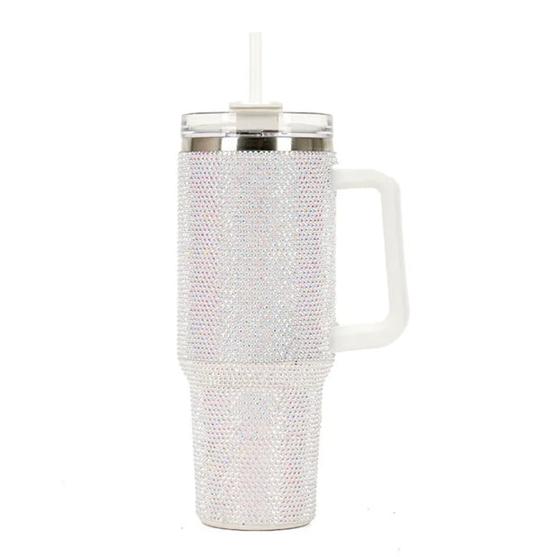 Rhinestone Embellished Stanley Style 40oz Tumbler Mug With  Lid & Straw Baby Vibes & Co.