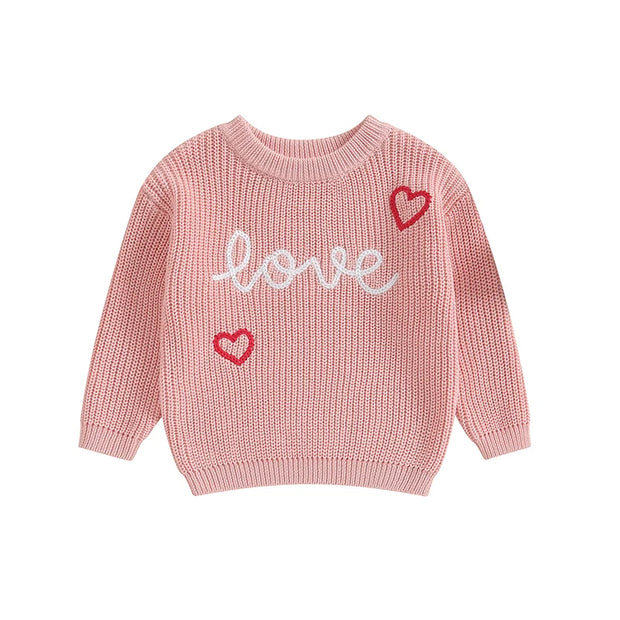 Valentines Day Love Embroidered Knit Sweater BABY VIBES & CO.