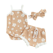 Baby Girl Summer Onepiece with Matching Bow Baby Vibes & Co.