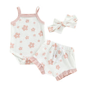 Baby Girl Summer Onepiece with Matching Bow Baby Vibes & Co.