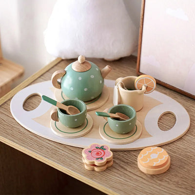 Organic Wooden Afternoon Tea Set Early Educational Montessori Learning Toys BABY VIBES & CO.