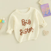 2023-08-18 Lioraitiin 18M-5Y Kids Girls Sweater Letter Embroidery Crew Neck Long Sleeve Pullovers Fall Toddler Clothes Tops BABY VIBES & CO.