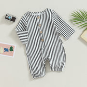 Unisex Striped Button Baby Onesie Baby Vibes & Co.