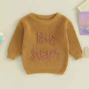 2023-08-18 Lioraitiin 18M-5Y Kids Girls Sweater Letter Embroidery Crew Neck Long Sleeve Pullovers Fall Toddler Clothes Tops BABY VIBES & CO.