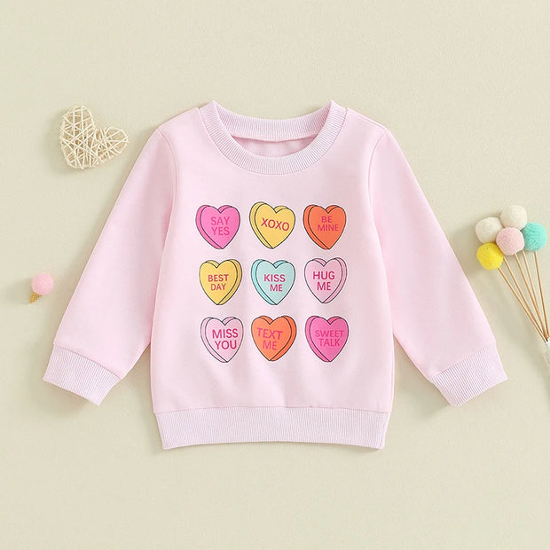 Long Sleeve Sweet Heart Valentines Day Crewneck BABY VIBES & CO.