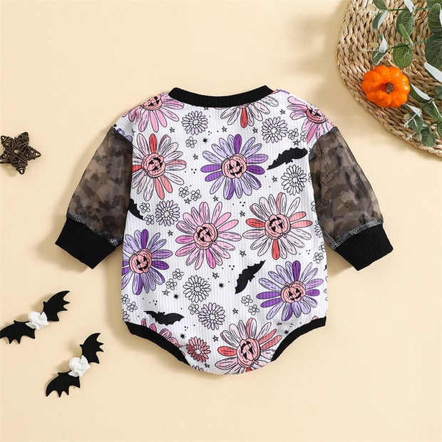 Pumpkin Flower Graphic Contrasting Baby Onesie Baby Vibes & Co.