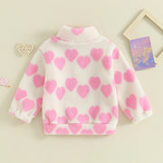 Long Sleeve Zipped Heart Print Pullover Jacket BABY VIBES & CO.