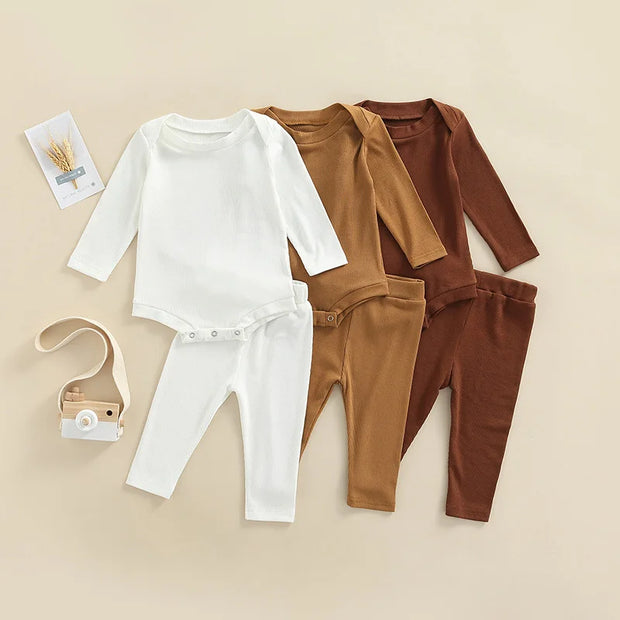 Solid Ribbed Long Sleeve Bodysuit + Matching Lounger Set BABY VIBES & CO.