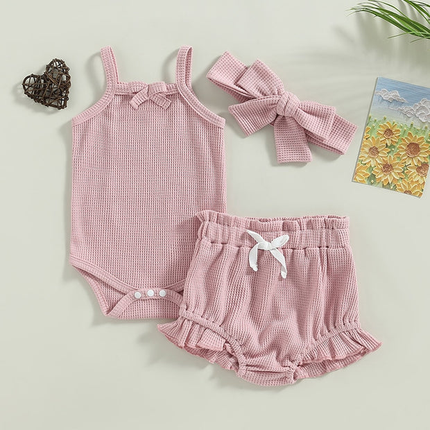 Baby Girl 2-Piece Summer Set with Matching Bow Headband Baby Vibes & Co.