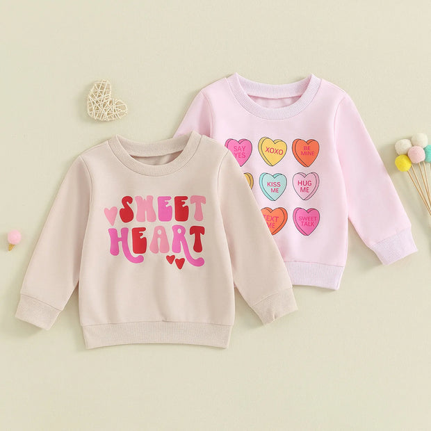 Long Sleeve Sweet Heart Valentines Day Crewneck BABY VIBES & CO.