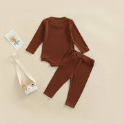 Solid Ribbed Long Sleeve Bodysuit + Matching Lounger Set BABY VIBES & CO.