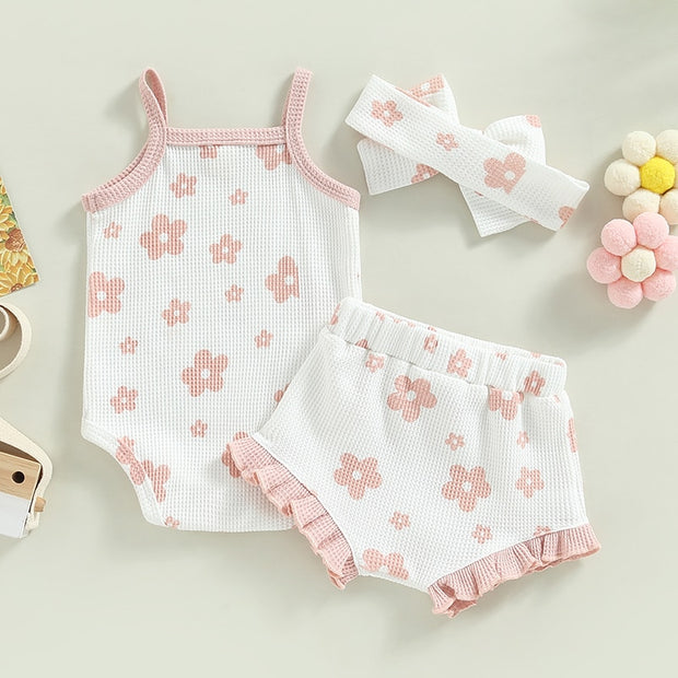 Baby Girl Summer Onepiece with Matching Bow Baby Vibes & Co.