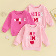 FOCUSNORM Toddler Baby Girls Valentine's Day Sweatshirt T Shirts Long Sleeve Letter Embroidery Pullover Tops BABY VIBES & CO.