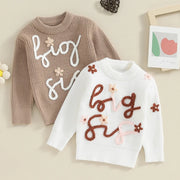 2023-10-25 Lioraitiin 6M-3Y Toddler Girls Sweater Letter Embroidery Long Sleeve Pullovers Fall Kids Clothes Baby Jumpers Tops BABY VIBES & CO.