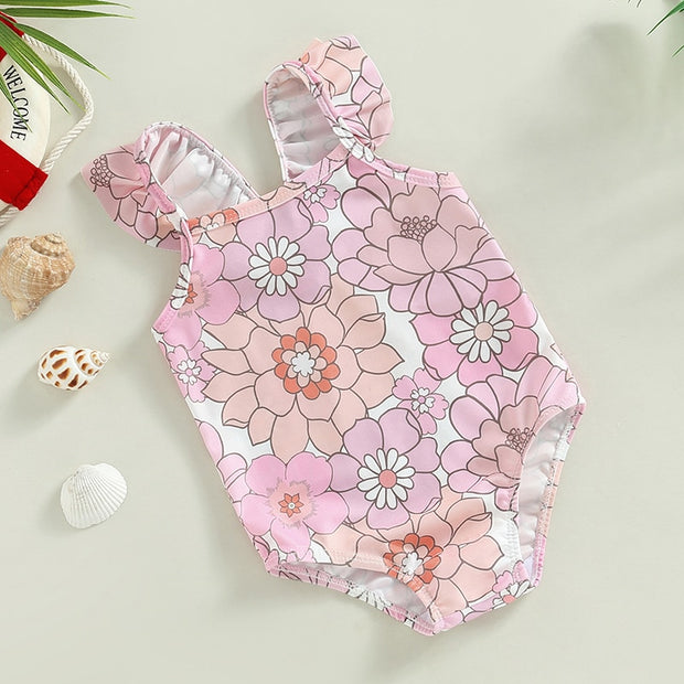 Baby Girl's Floral Swimwear with Ruffled Sleeves Baby Vibes & Co.