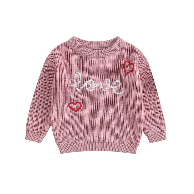 Valentines Day Love Embroidered Knit Sweater BABY VIBES & CO.