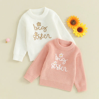 Big Sis Hand Knit Trendy Baby / Toddler Sweater 0-4T Baby Vibes & Co.