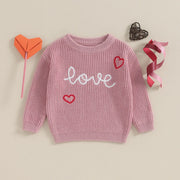 Valentines Day Love Embroidered Knit Sweater BABY VIBES & CO.