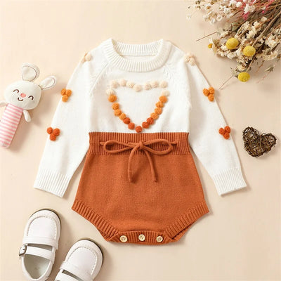 Baby Girl Long Sleeve Knit Sweater Styled Romper Bodysuit BABY VIBES & CO.