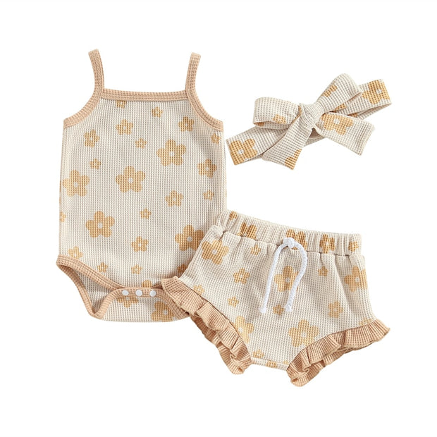 Baby Girl Summer Onepiece with Matching Bow Baby Vibes & Co.