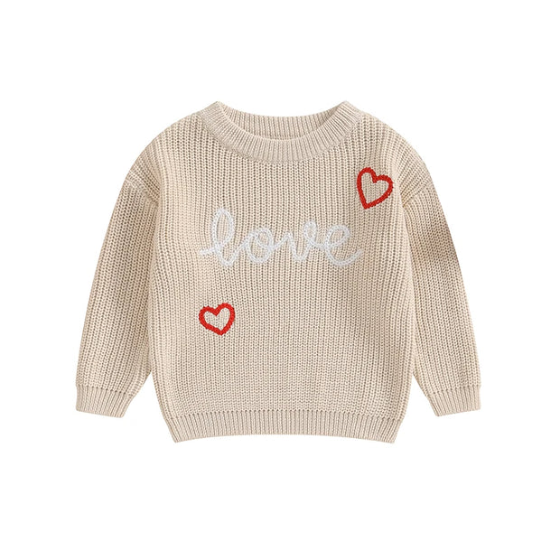 Valentines Day Love Embroidered Knit Sweater BABY VIBES & CO.