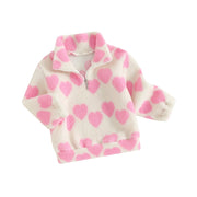Long Sleeve Zipped Heart Print Pullover Jacket BABY VIBES & CO.