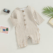 Unisex Striped Button Baby Onesie Baby Vibes & Co.
