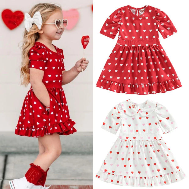 Toddler Girls Valentines Day & Hearts Red Dress BABY VIBES & CO.