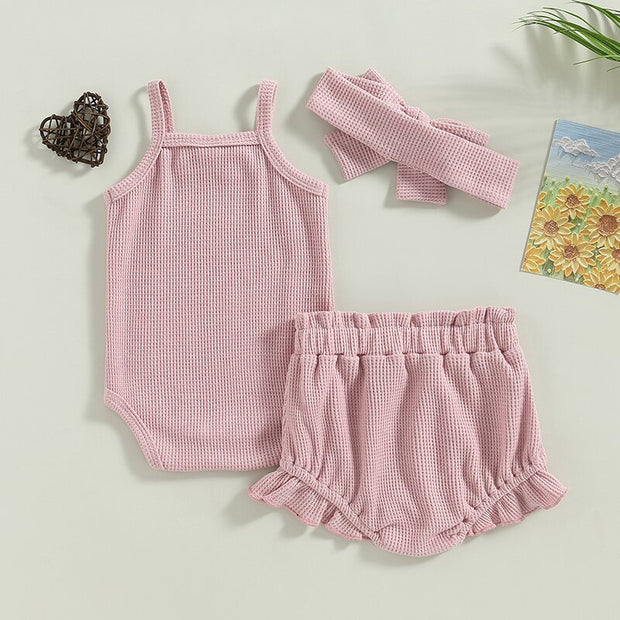 Baby Girl 2-Piece Summer Set with Matching Bow Headband Baby Vibes & Co.