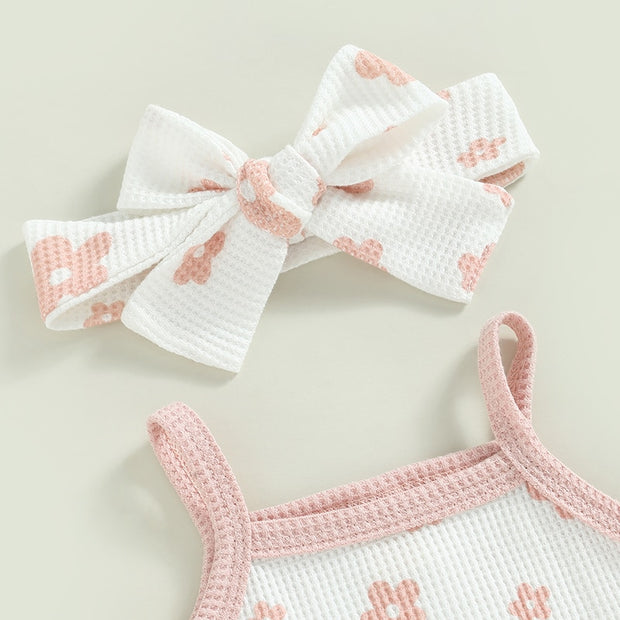 Baby Girl Summer Onepiece with Matching Bow Baby Vibes & Co.