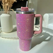 Rhinestone Embellished Stanley Style 40oz Tumbler Mug With  Lid & Straw Baby Vibes & Co.