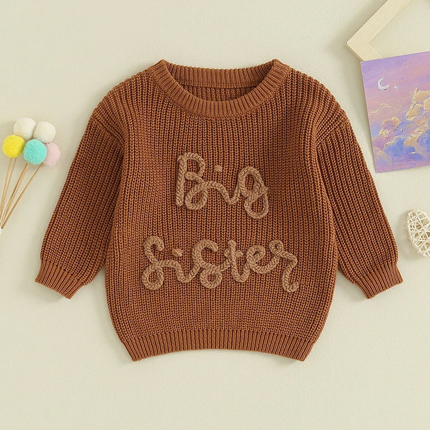 2023-08-18 Lioraitiin 18M-5Y Kids Girls Sweater Letter Embroidery Crew Neck Long Sleeve Pullovers Fall Toddler Clothes Tops BABY VIBES & CO.