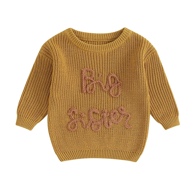 2023-08-18 Lioraitiin 18M-5Y Kids Girls Sweater Letter Embroidery Crew Neck Long Sleeve Pullovers Fall Toddler Clothes Tops BABY VIBES & CO.