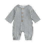 Unisex Striped Button Baby Onesie Baby Vibes & Co.