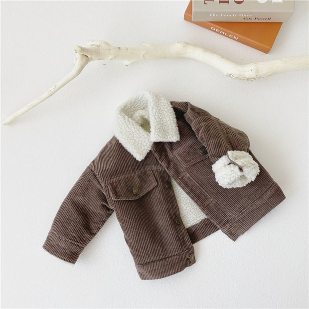 Toddlers Carmel & Cream Corduroy Button Up Baby Vibes & Co.