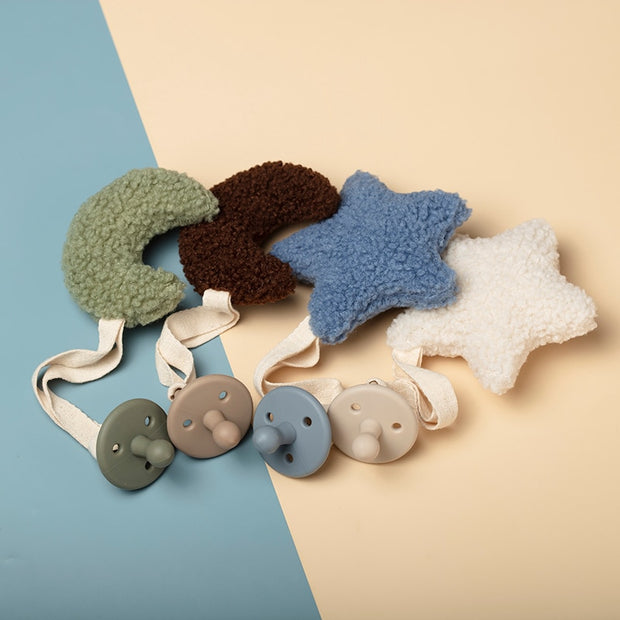 Sherpa Moon Binkie Clip + Organic Pacifier Baby Vibes & Co.