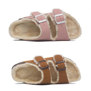 Mama's Fuzzy Sandals with Double Buckle Baby Vibes & Co.