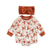 FOCUSNORM 2pcs Infant Baby Girls Boys Cute Romper Hairband 0-18M Flowers/Letter Printed Long Sleeve Sweatshirt Jumpsuit BABY VIBES & CO.